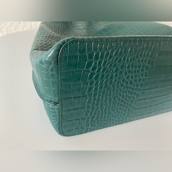 Nordstom Laura Croc Embossed Green Leather Handbag - Picture 4 of 9